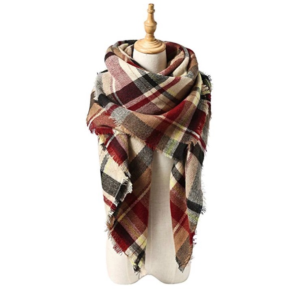 Accessories - FALL  Plaid Scarf Warm Chunky Wrap Shawl Scarves